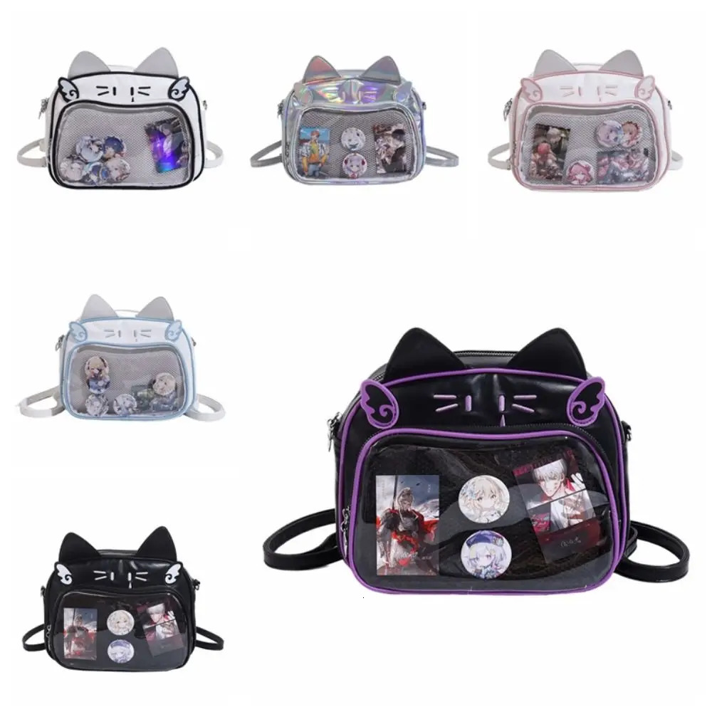 Zipper Bag Kawaii Cat Itabag Cotton Doll Bag Idol Merchandise Storage Transparent Pocket Badge Storage Bag PU Fashion Backpacks 250714