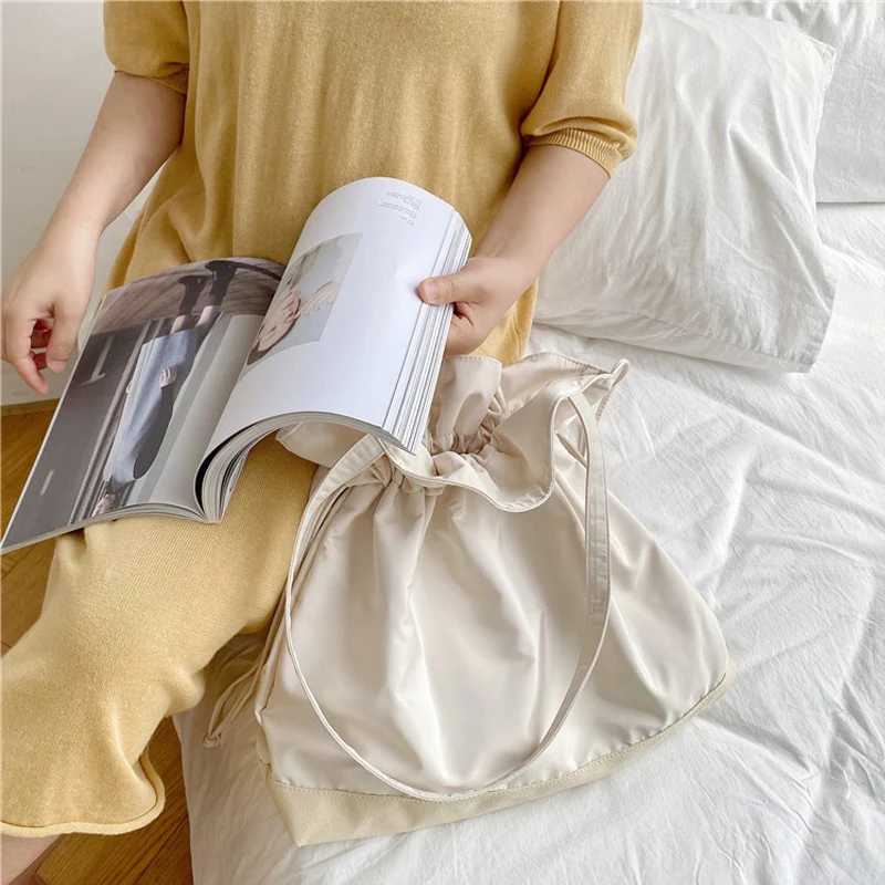 Patchwork Women Canvas Shoulder Bags Large Capacity Ruched Design Cloth Handbag Tote Big Eco Shopping Bag For Girls
