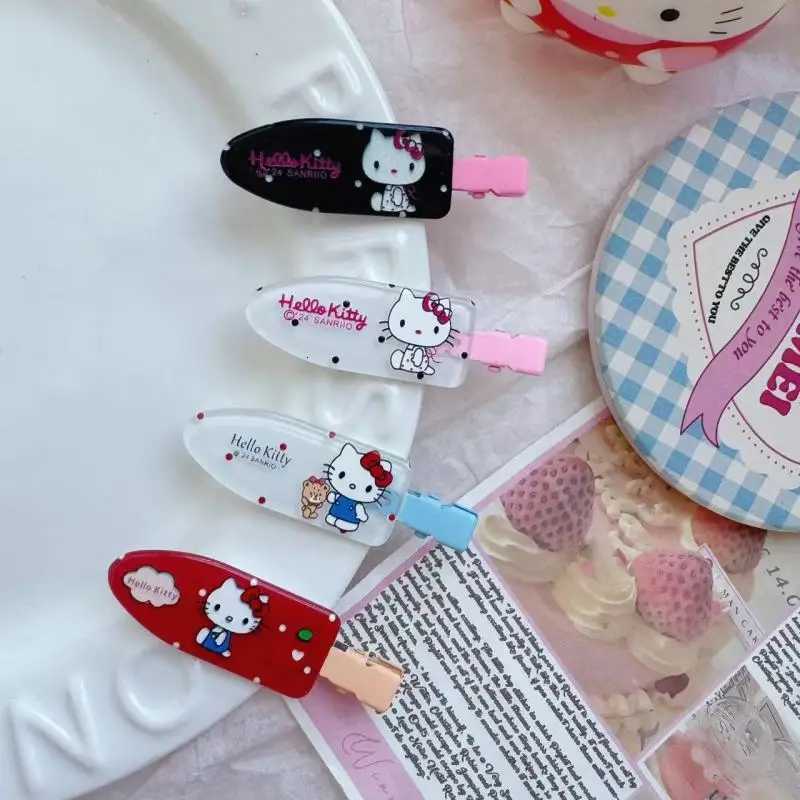 Sanrio 4pcs Japanese Cartoon Polka Dot HelloKitty Hair Clip Girl Versatile Hair Accessory w250716