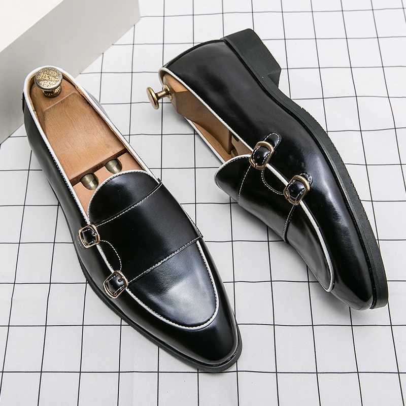 British Trendy Mens Pointed Toe Purple Green Monk Strap Patent Leather Shoes Trendsetter Wedding Dress Prom Formal Footwear Y250715