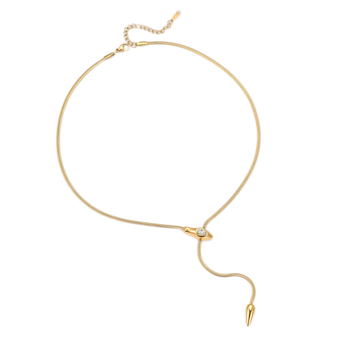 Newly Launched Stylish and Versatile European and American Fashion Individualistic Snake shaped Thin Snake Chain Stainless Steel Necklace with Zircon 