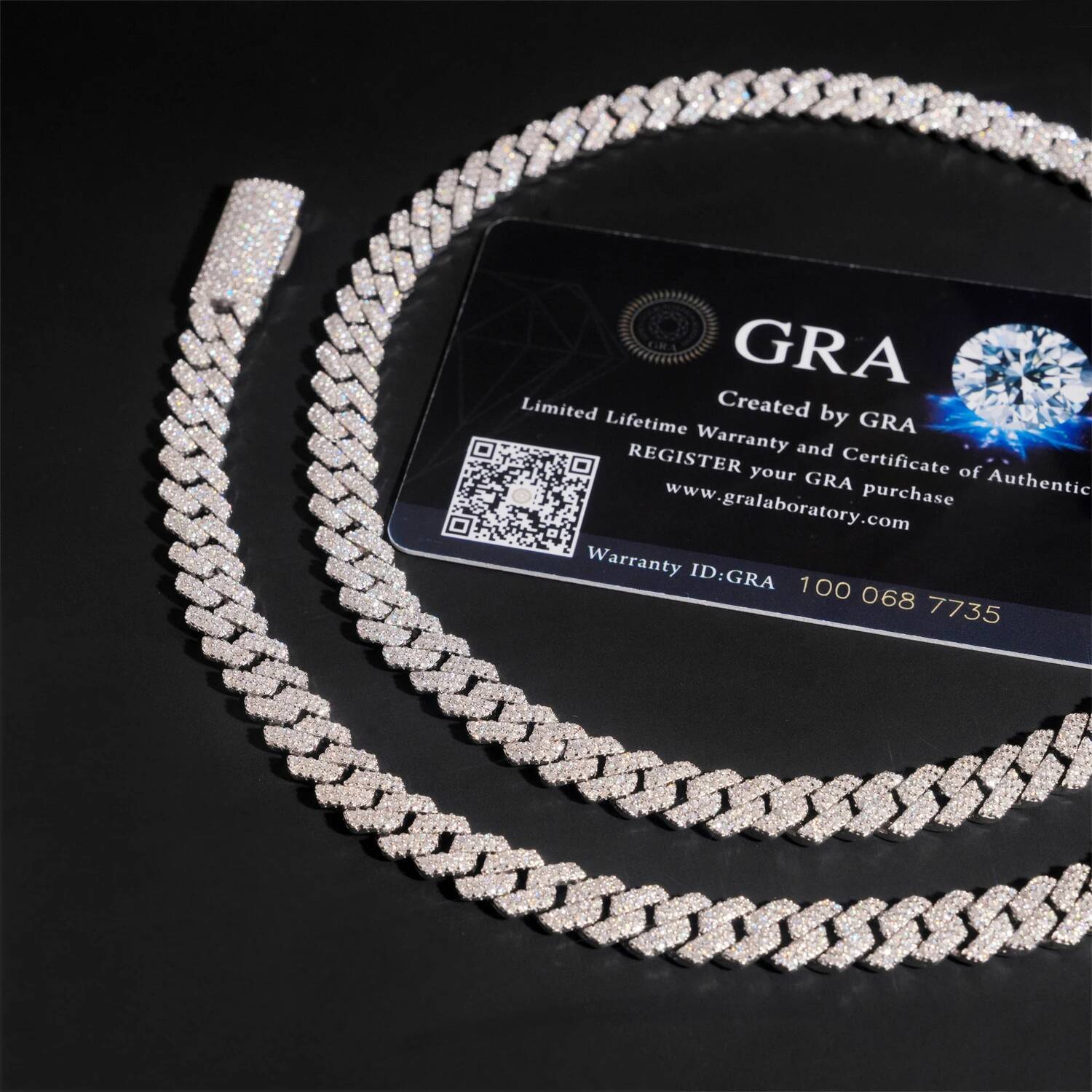 8MM Width Men Cuban Necklace Bracelet 925 Silver D Color VVS Double Row Moissanite Hip Hop Jewelry