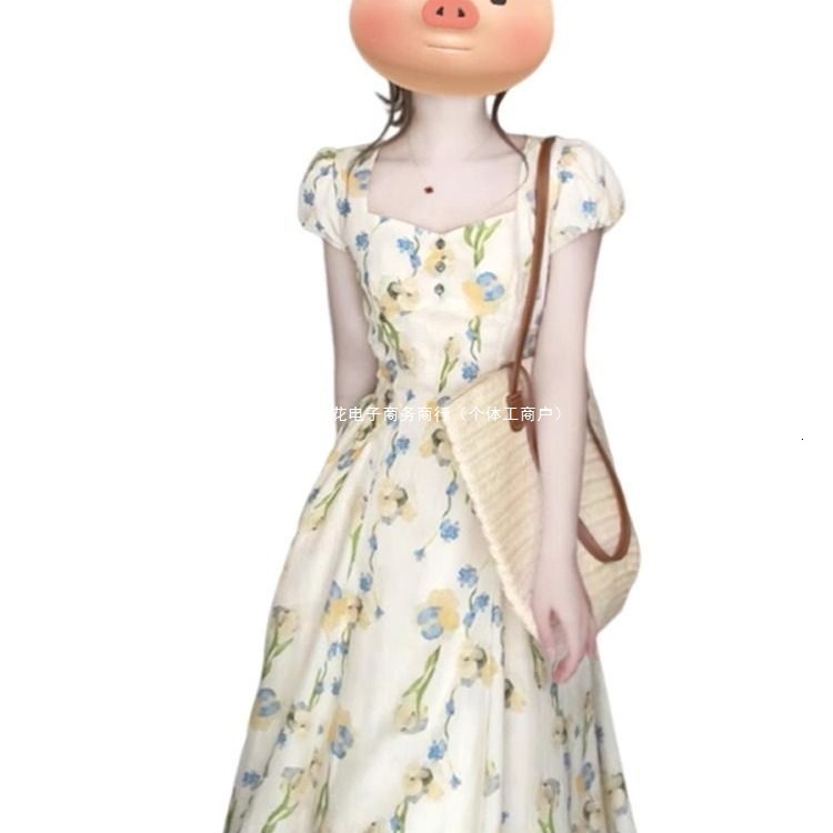 2025 New Early Summer Outfit Floral Dress Super Beautiful Unique Dopamine Plus Size Waist-Cinching for Women