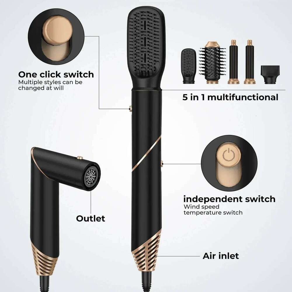 6 In1 Dryer Curling Iron Straightener Brush Electric Hairdryer Folding Styling Comb Multi Styler Hair Care