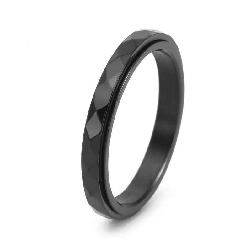 3mm Thin Stainless Steel Faceted Spinner Ring Wedding Band for Women Girl Size 5-12 S250716