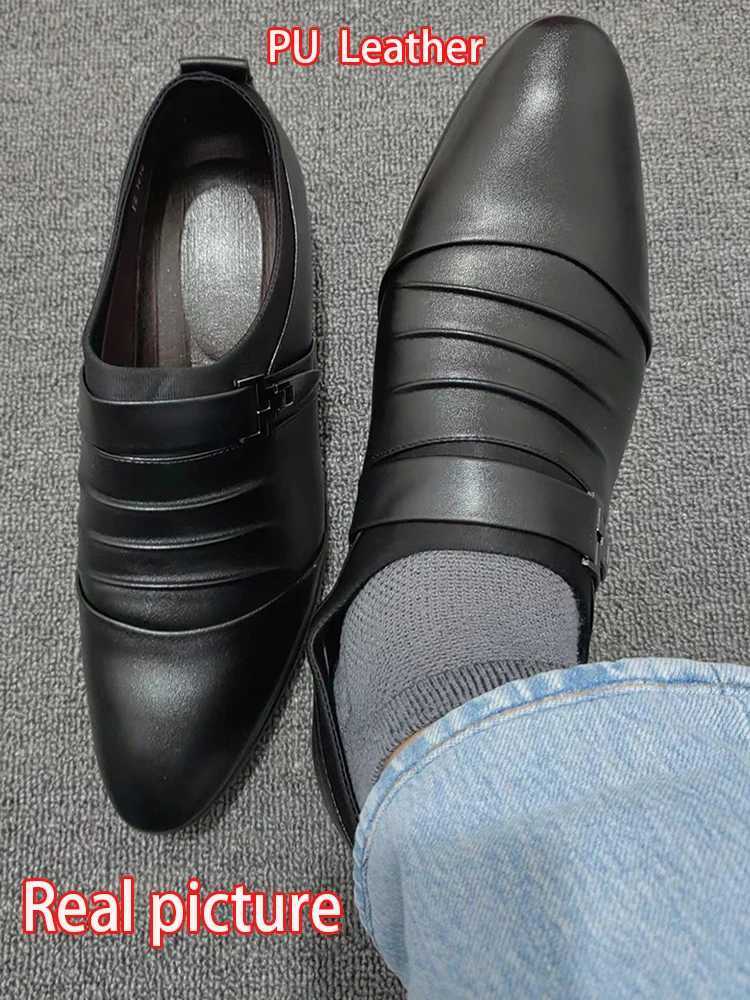 Classic Men Dress Shoes Slip on PU Leather Shoes for Men Plus Size Pointed Toe Business Casual Men Formal Shoes for Wedding Y250715