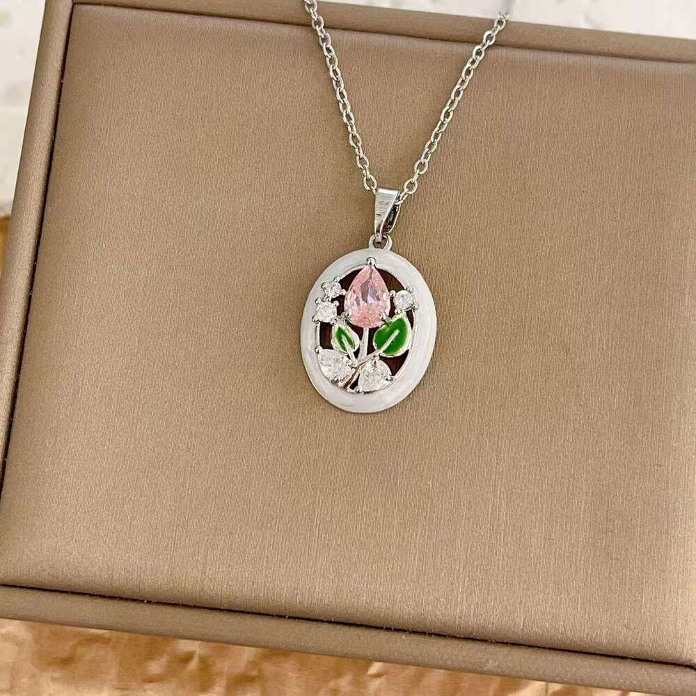 Necklace For Women Japanese And Style Internet Celebrity Korean Version Ins Tulip Flower Colorful Zircon Pendant Elegant Collarbone Chain 6E8