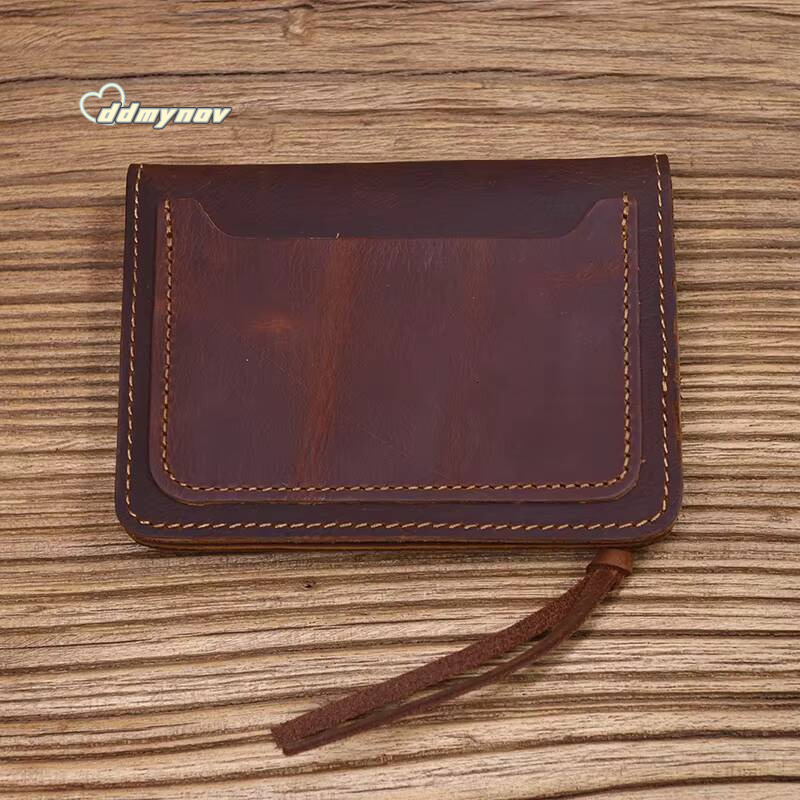 100 Genuine Leather Wallet For Men Male Brand Vintage Handmade Short Small Mens Purse Card Holder With Zipper Coin Pocket Bag ddmynov
