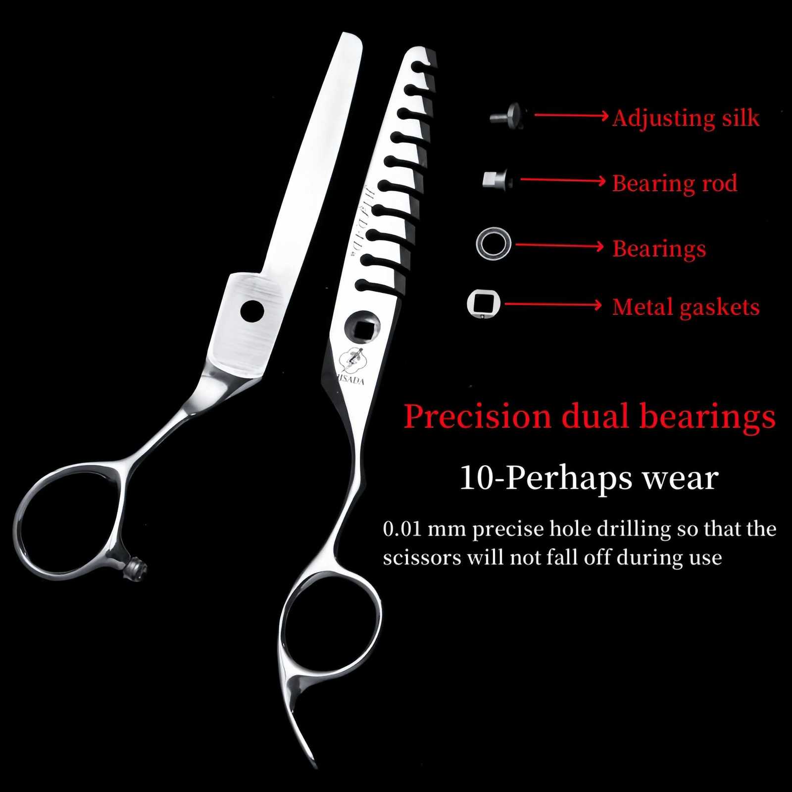 HISADA Professional Hairdressing Scissors Patented Hairdressing Scissors 6.0/6.5/7.0 Inch Scissors VG10 Material W250716