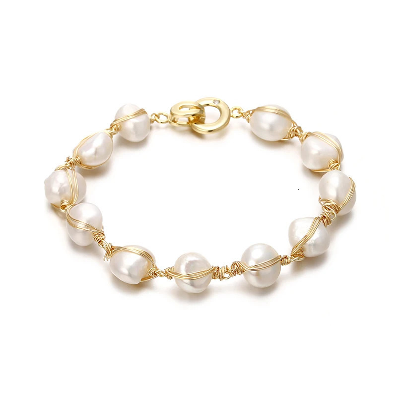 Original Handmade 14K Gold Filled Baroque Natural Freshwater Pearl Ladies Bracelet Promotion Jewelry For Women Birthday Gift 250712