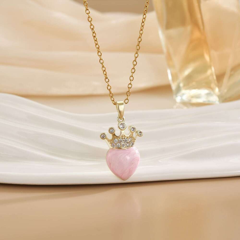 Oil Drip Heart Necklace For Women, Light Niche High-End Feel, Titanium Steel Non-Fading Collarbone Chain 980