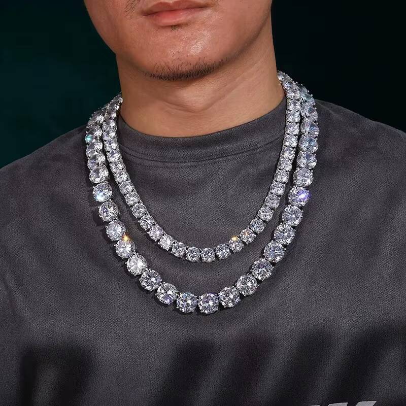 Luxury 10mm Mens Moissanite Tennis Chain VVS1 Prong Iced Side for Women Hip Hop Rapper Style Perfect Christmas Gift