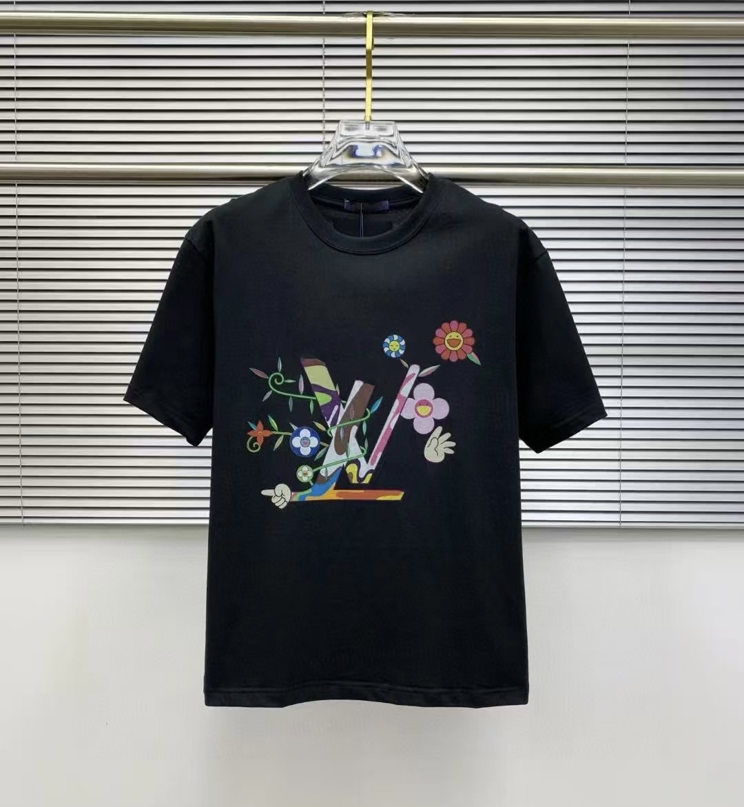 Designer Men's Couple Fashion T-shirt, 100% Cotton Print Ladies Top, Streetwear, Loose Design, Breathable Short-sleeved T-shirt