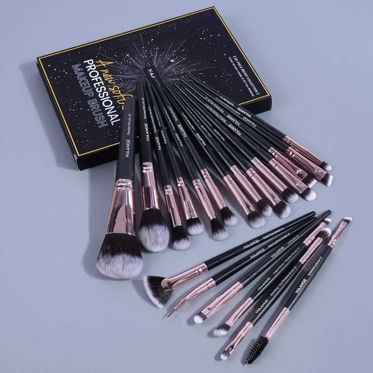 20Pcs Makeup Brushes with Box Professional Cosmetic Powder Eye Shadow Foundation Blush Blending Beauty Tool for Women XJ2500716