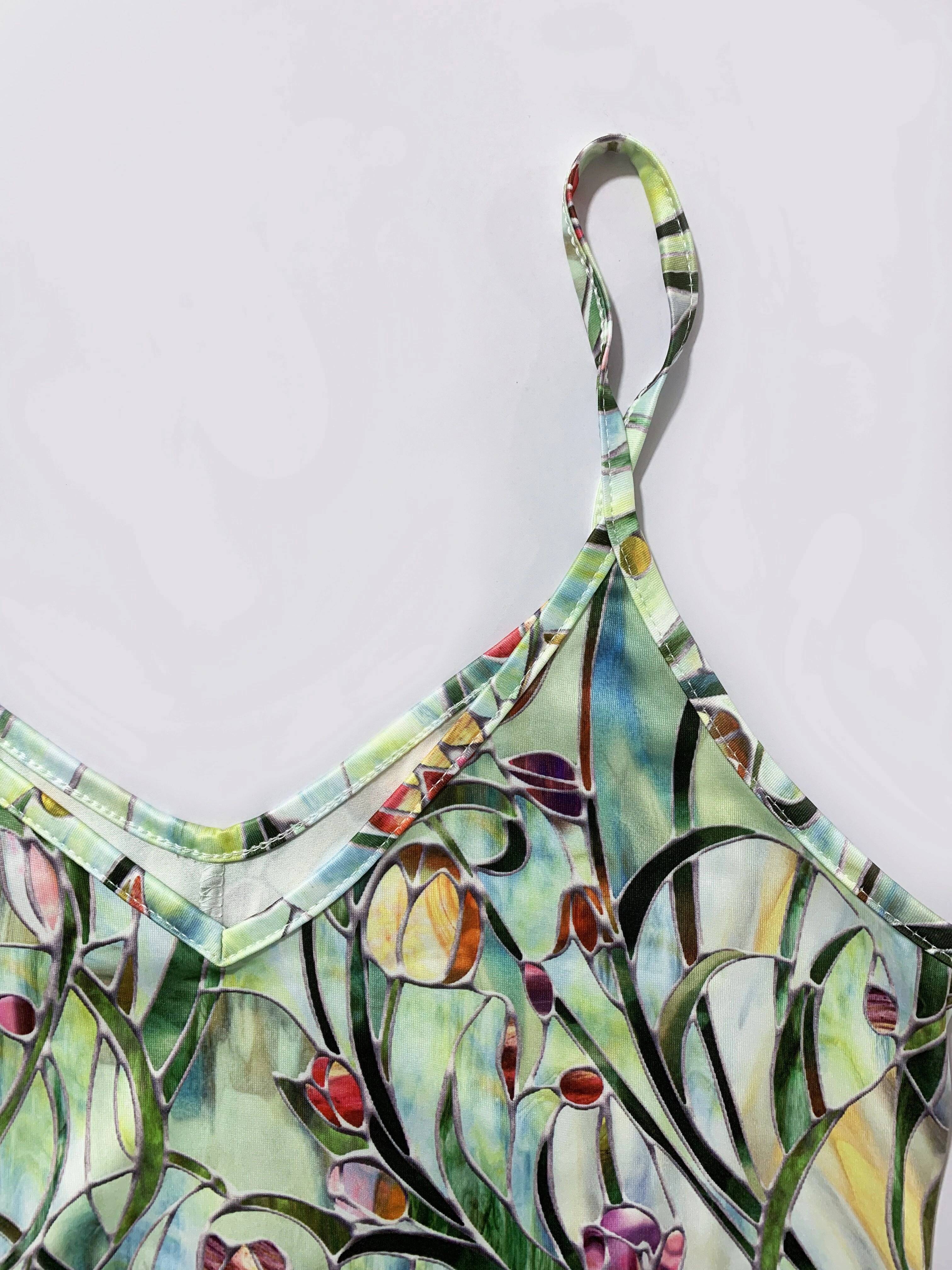 Womens Fashion Strapless Dress with Painting Flower Pattern dongdumaoyi