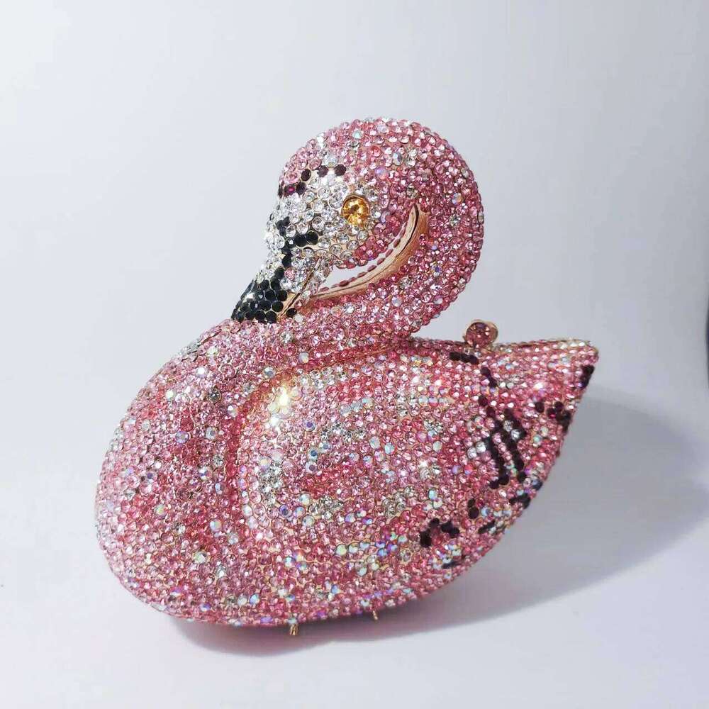 Lady Full Crystals Evening Clutch Women Animal Swan Rhinestones Day Clutches Metallic Handbags Party Wedding Gems Purses