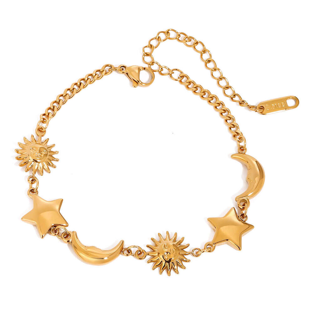 Wanxing Gold Stainless Steel Star Moon Beach Summer Autumn Vacation Style DIY Non-Fading Bracelet for Women