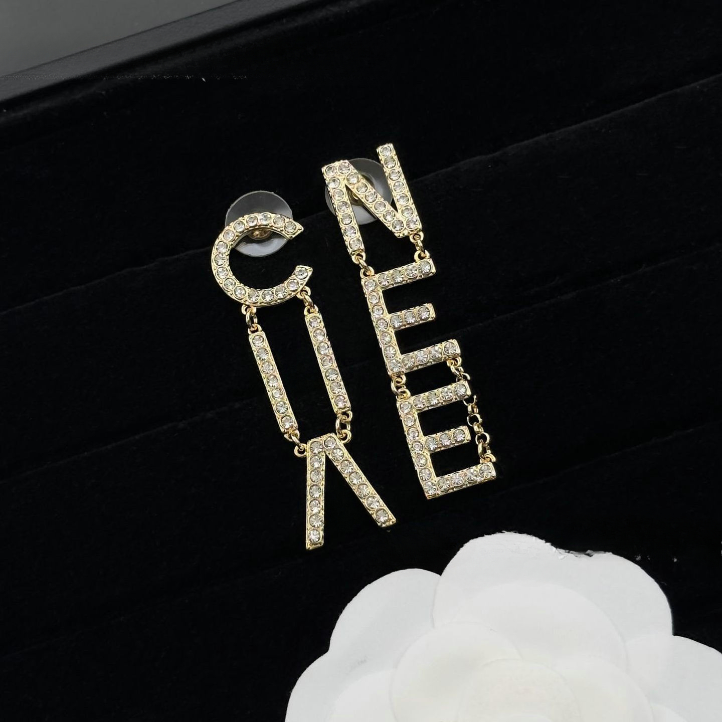 Classic double c pearl earrings full diamond letter studs fashion jewelry designer earrings Fashion Couple Earrings