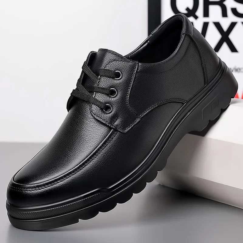 Cowhide Men Shoes Men Business Casual Leather Shoes Men Fashion Breathable Shoes British Casual Lace Up Single Leather Shoes W250716