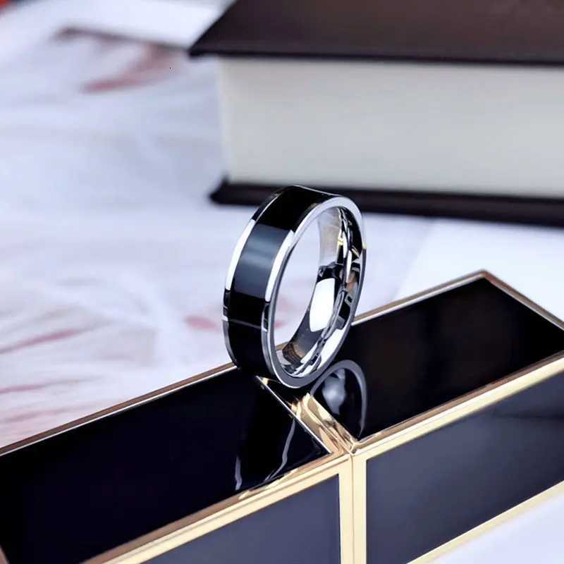 Titanium Steel Ring for Woman Man Custom Engrave Name Wedding Jewelry White And Black Porcelain Ring Wedding Couple Jewerly S250716