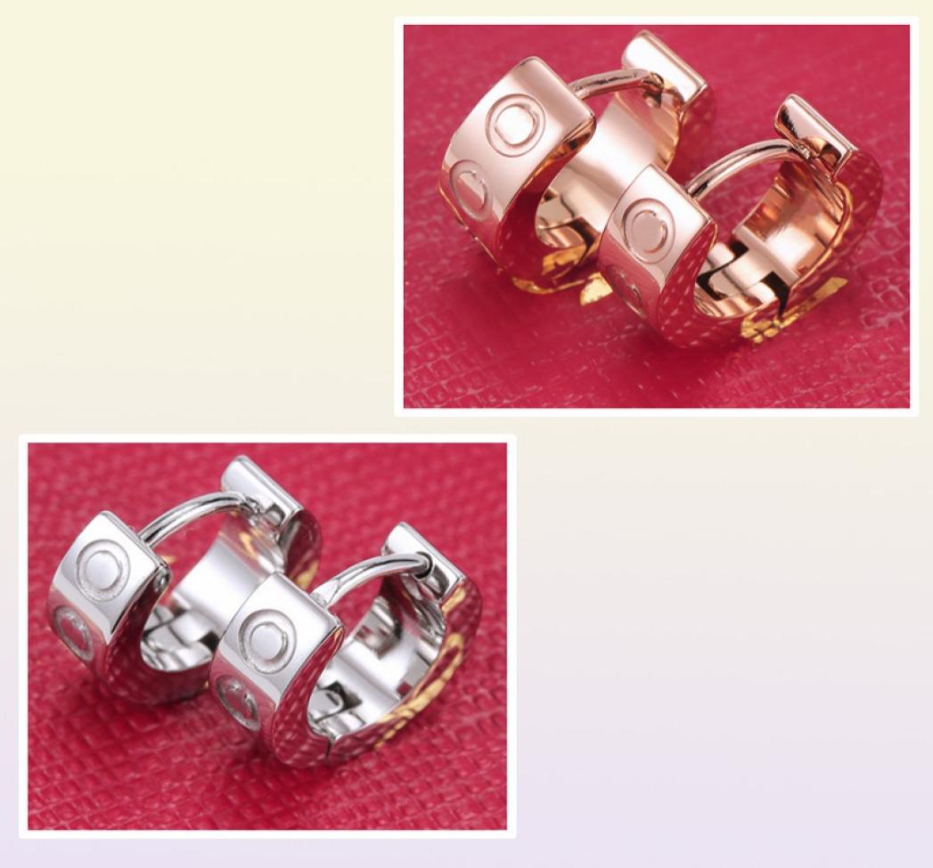 Love Earrings women039s EarCuff Earring Crystal Rose Gold stud Stainless steel Fashion Jewelry without box6567065