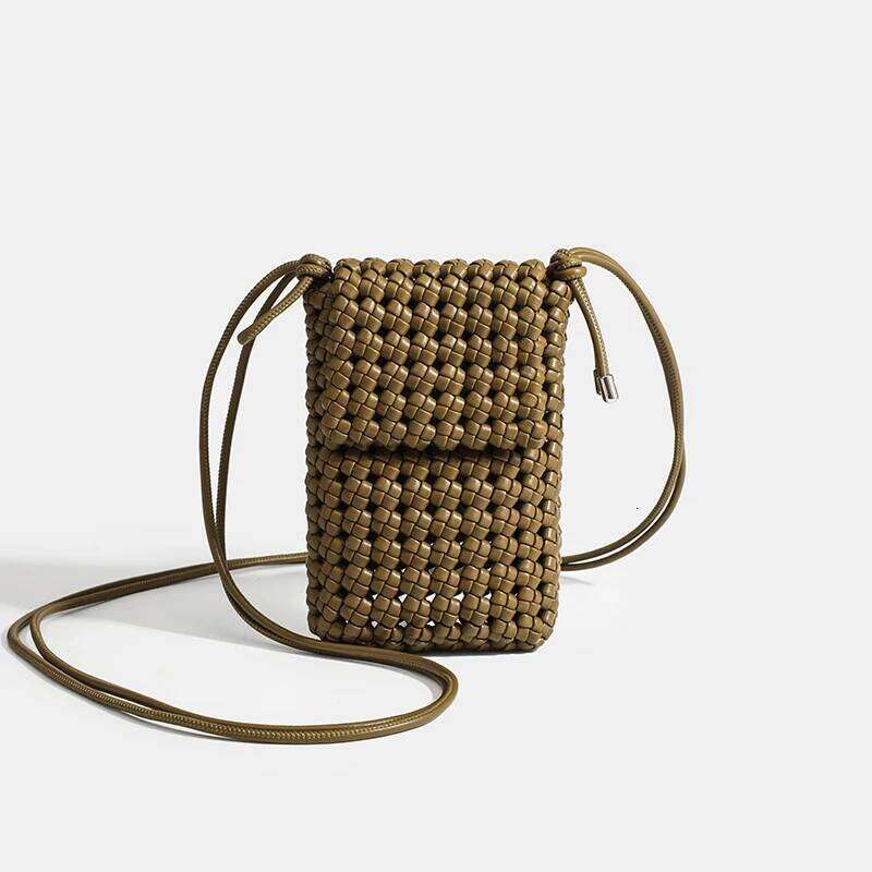 bags Mini women's phone 2025 new hot small volume woven crossbody Women's PU shoulder bag