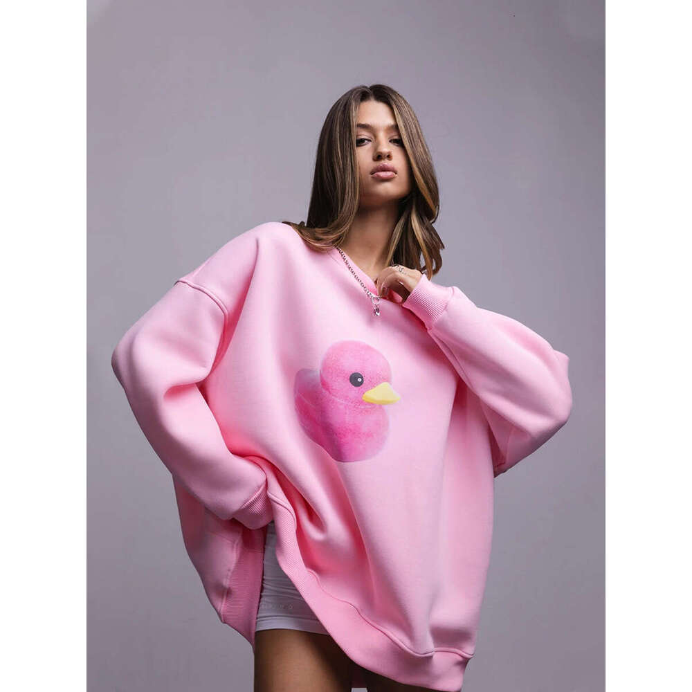 Duck For Women Autumn New Simple Casual Loose Round Neck Printed Sweatshirt B5
