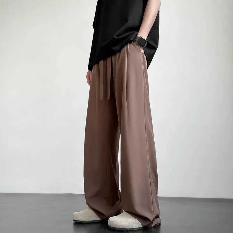 Korean Classic Blue Black Gray Male Brand Trousers Plus Size Mens Casual Straight Long Loose Pants Stretch Elastic Waist Jogger y250716