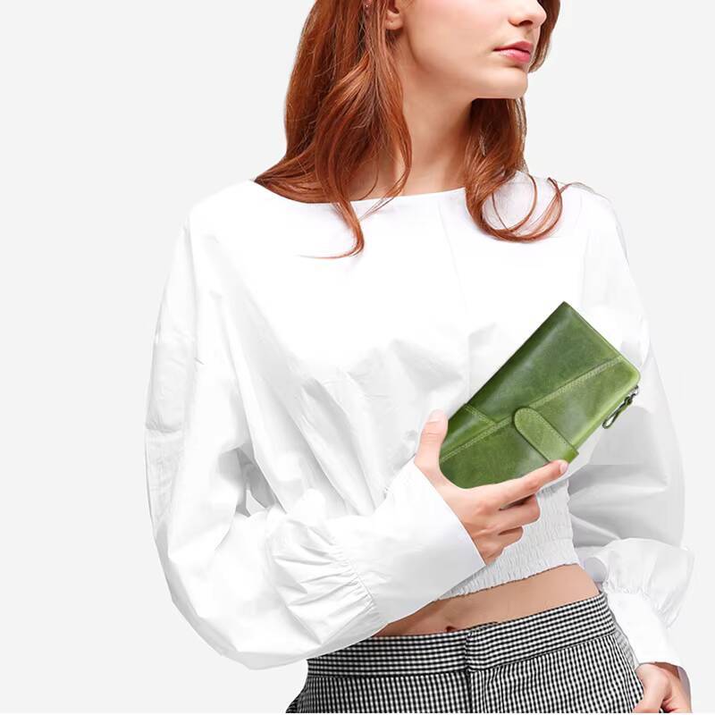 Contacts New Genuine Leather Wallet Fashion Coin Purse For Ladies Women Long Clutch Wallets With Cell Phone Bags Card Holder ddmynov