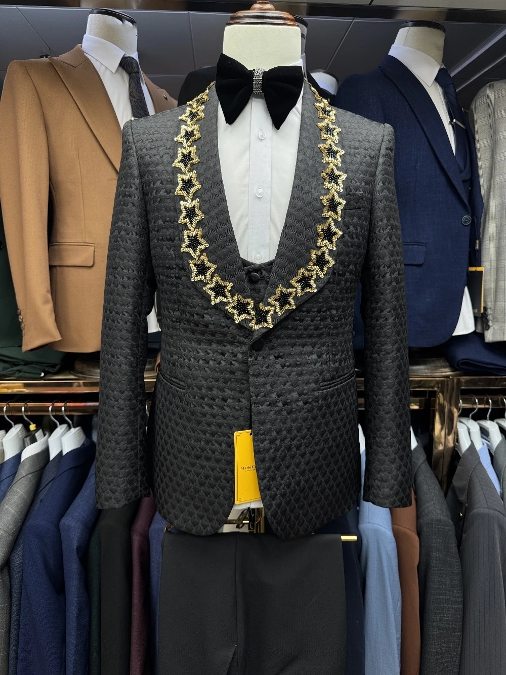 Vintage Men Suits Tailor-Made 3 Pieces Shawl Lapel Jacket Beading Blazer One Button Air Cotton Groom Customized Coat Vest Pants Plus Size