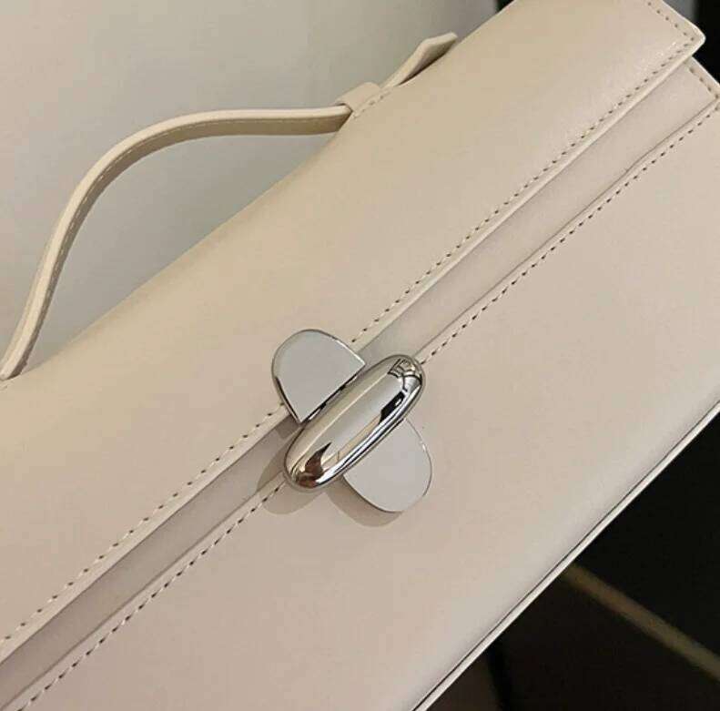 Brand Genuine Leather Small Square Bag Rectangular Baguette Tote Women's Simple Handbag