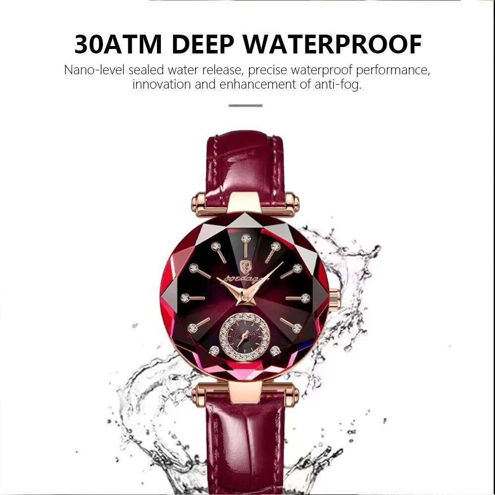DHgargets Women's Ultra-Thin Watch - 50M Waterproof Leather Strap Quartz Wristwatch, Sapphire Crystal (Model 719)