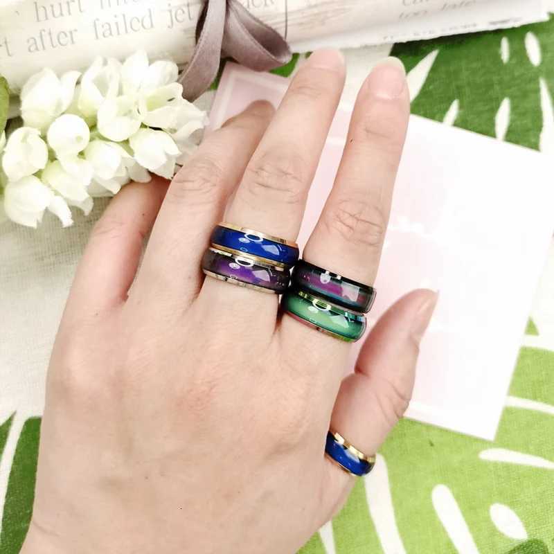 6mm Unisex Changing Color Rings for Women Stainless Steel Mood Feeling Tracker Ring for Men Novelty Jewelry for Gift Party WC039 S250716