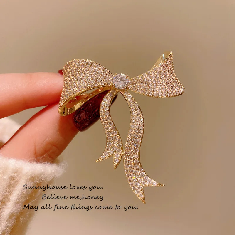 Brooches For Women Cubic Zirconia Bowknot Corsage Sweater Suit Pin Accessories Fine Jewelry Brooch Valentines Day Gift 250712