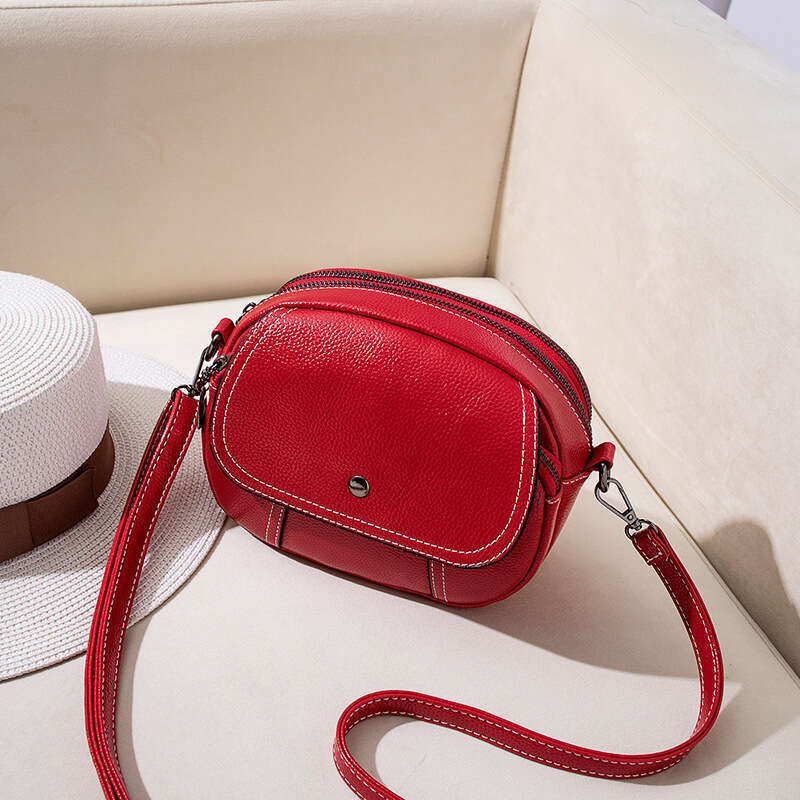 2022 New and Elderly Women, Multi-layer Soft Leather Mom Women's Crossbody Bag, Single Shoulder Bag for Middle-aged Ladies