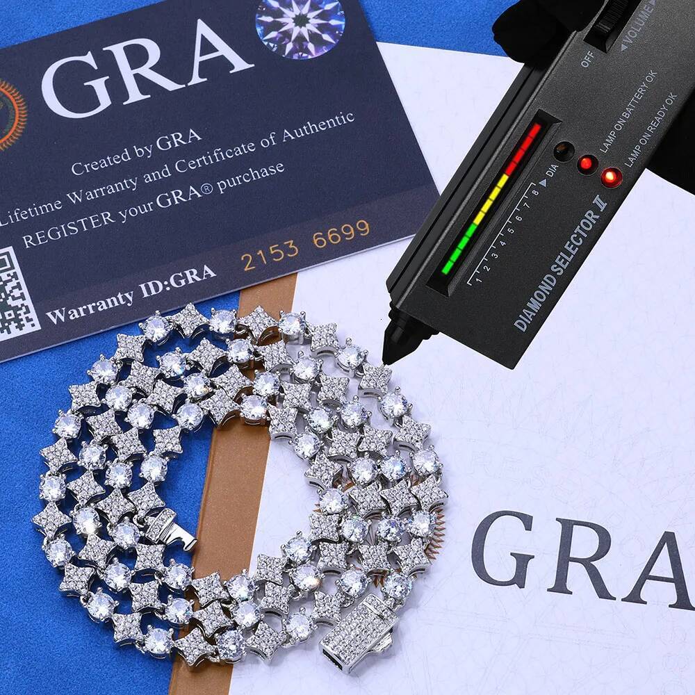 Fast Shipping High Quality Moissanite Tennis Chain 6mm Shining Brightly D Color VVS 925 Silver Sterling Moissanite Necklace
