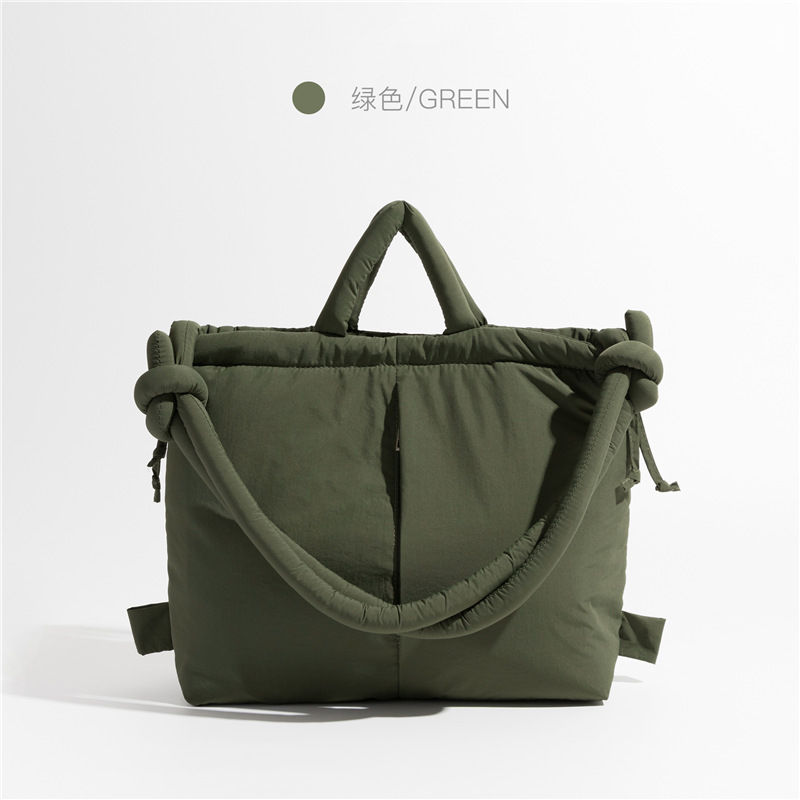 Casual nylon padded tote bag designer soft puffer women shoulder crossbody bags Simple Vintage large capacity handbags 2023