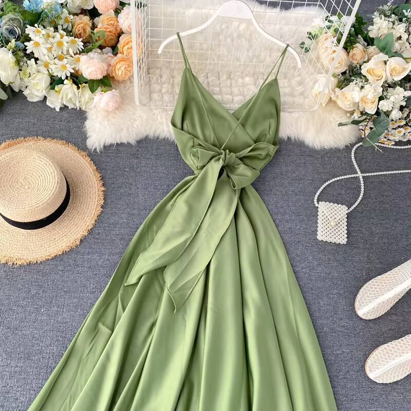 Boho Slim V Neck Summer Bandage Backless Maxi Long Dress Women Casual Spaghetti Strap Party Beach Holiday Elegant Tunic Vestidos dongdumaoyi