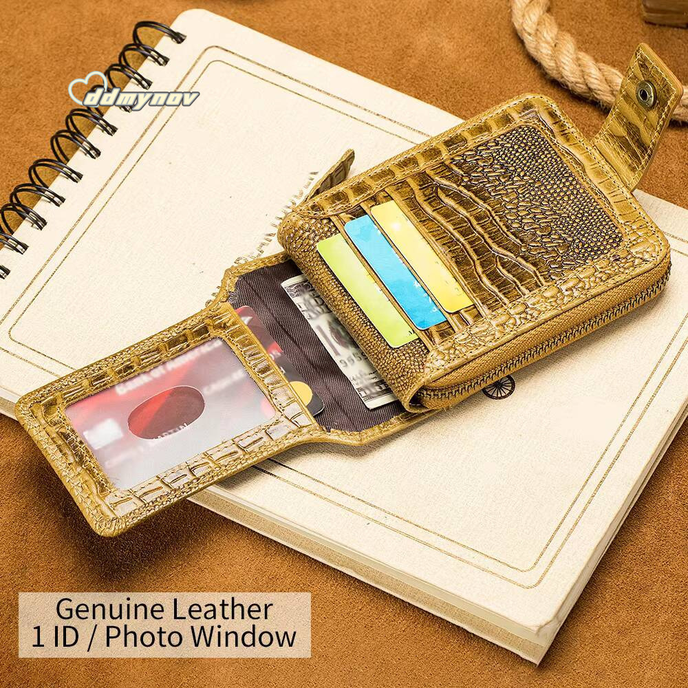 Cowhide mens with crocodile pattern genuine leather large capacity card slot zero wallet ddmynov