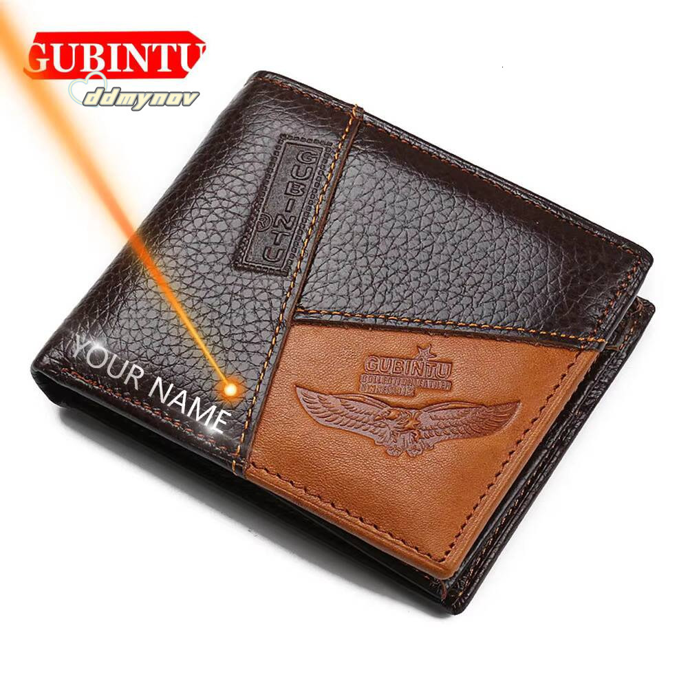 GUBINTU Wallets Genuine Cow Leather Short Design Card Holder Passcard Pocket Men Purse High Quality Brand Male wallet ddmynov