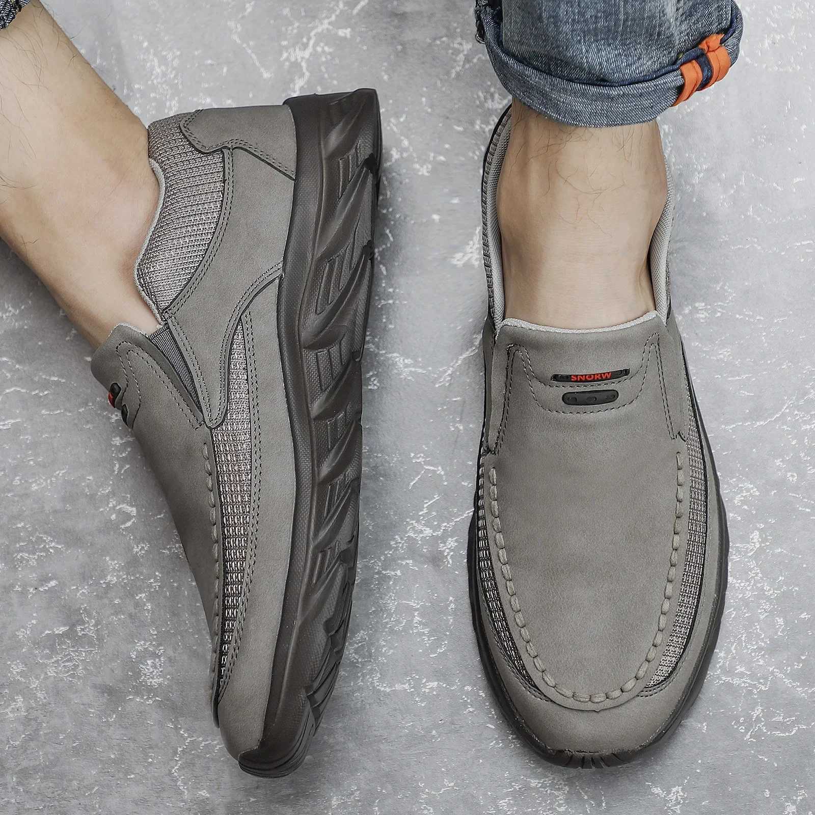 Men Leather Casual Shoes Breathable Loafers Men Sneakers 2024 New Mens Comfortable Leather Flat Footwear Sneakers Men Shoes W250716