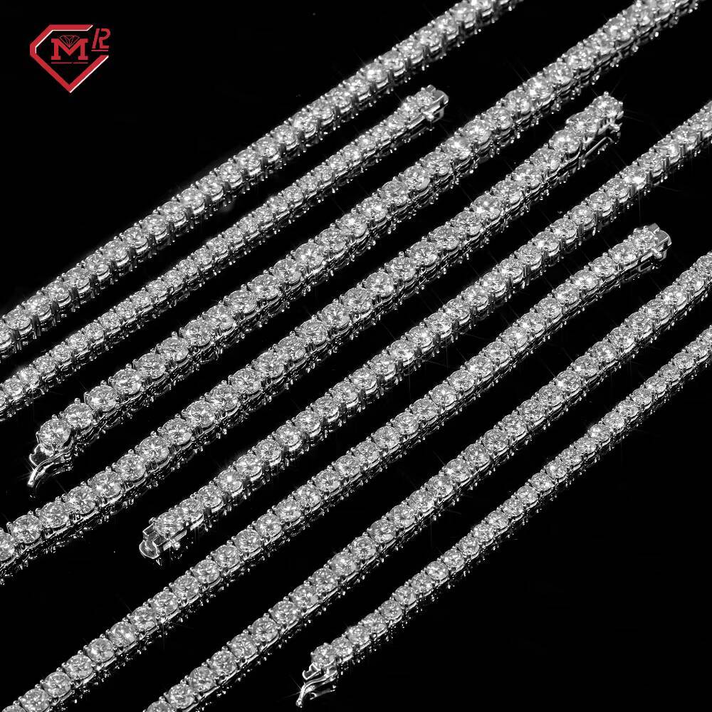 2mm Tennis Chain VVS Lab Grown Diamond Bracelet Necklace IGI Certified 925 Silver Diamond Chain