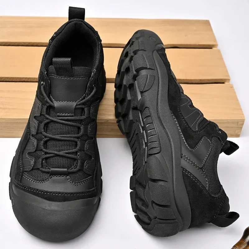 Non-Slip Outdoor Male Sneakers New Suede Leather Trekking Footwear for Men Casual Hiking Shoes Travel Climbing Camping Trainers W250716