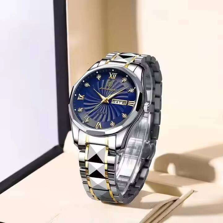 DHwatches Men's Tungsten Steel Watch - 50M Waterproof Business Quartz Wristwatch with Day & Date, Luminous (Model 980)