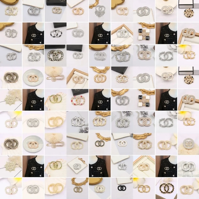 Designer Brooches Letters Brooches Women 18K Gold Plated Desginer Pins Lady Crystal Pearl Metal Jewelry Accessories Classic