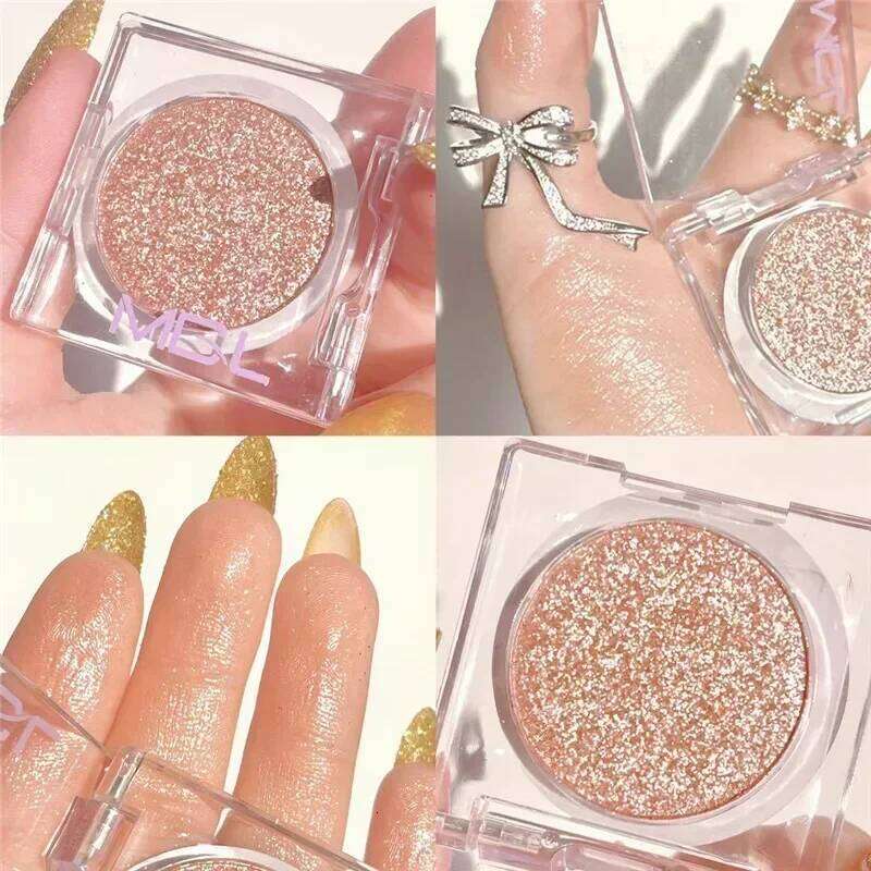 1Pc Dia Glitter Eyeshadow Shiny Pearlescent White Brown with Flash Eye Shadow Palette Long Lasting Eyes Makeup Cosmetics X250716