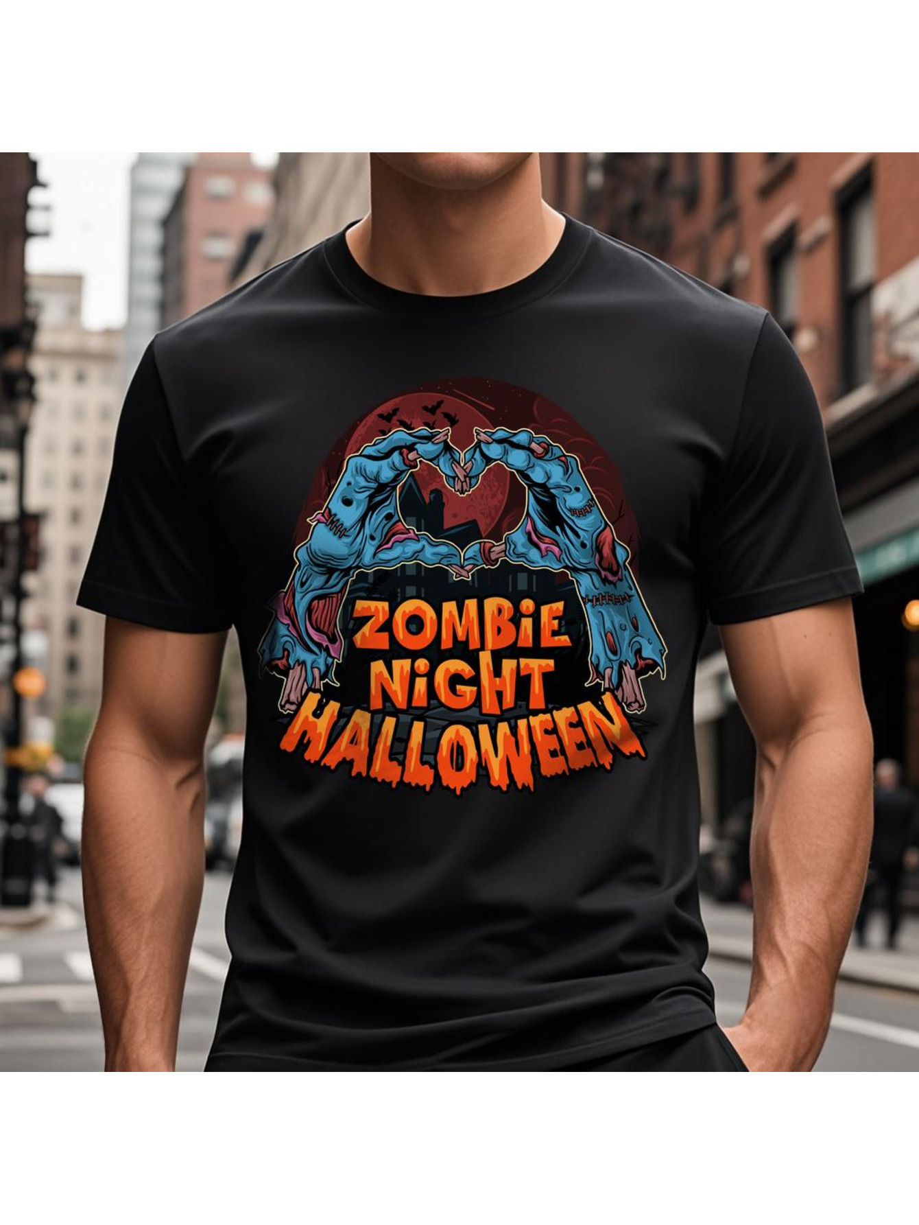 VogueEpoch 180g White black Cotton Adult Men S-3XL Short sleeve T Shirts Round collar Halloween Wed 18