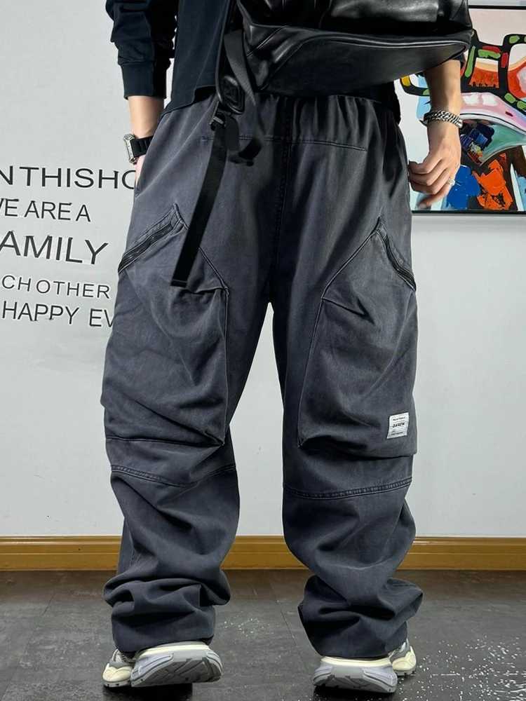 American Streetwear Multi-Pocket Cargo Pants Men High Quality Fashion Baggy Pants Plus Size Black Army Straight-Leg Trousers y250716