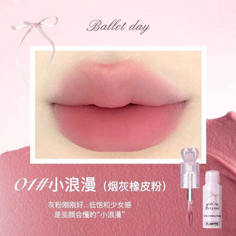 FLORTTE Little Bow Collection Creamy Lip Cream Matte Long-Lasting Non-Stick Cup Not Fade Waterproof Pigmented Veet Lipgloss