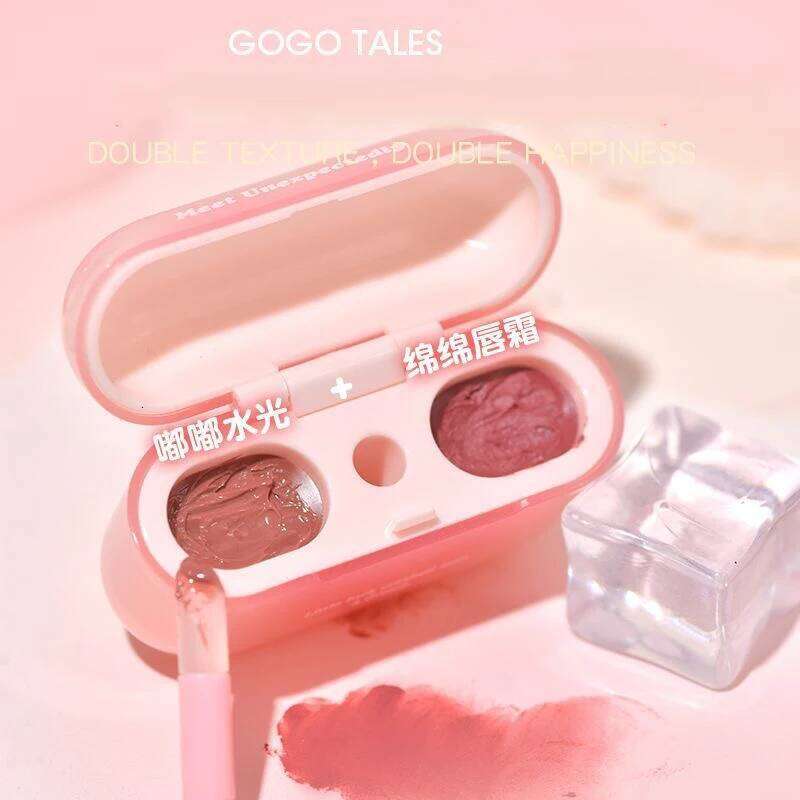 GOGO TALES Double Gloss Mirror Finish Nude Color Korean Lipstick Matte Non-Sticky Lip d Long-Lasting Vegan Makeup
